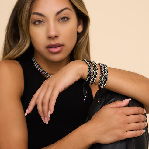 Liens Caméléon | Bracelet Mini Kismet | Noir x Argent Licorne