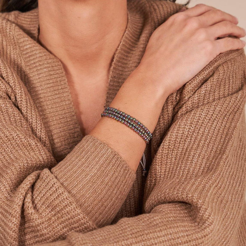 Trinité | Licorne Argent x Blanc | Bracelet Triple Rang