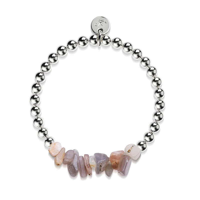 Agate du Botswana | Argent | Bracelet de pierres précieuses non taillées