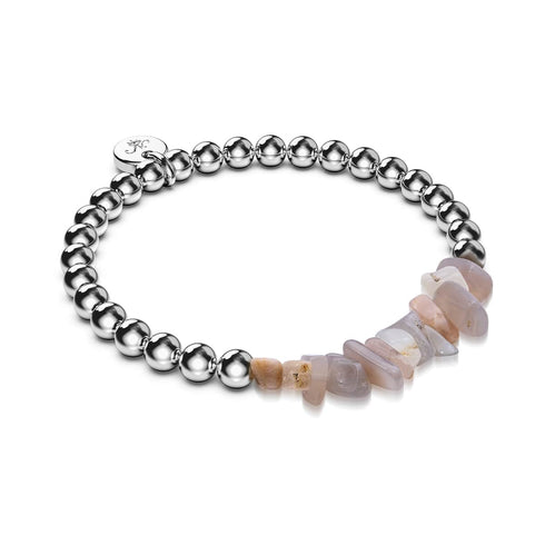 Agate du Botswana | Argent | Bracelet de pierres précieuses non taillées
