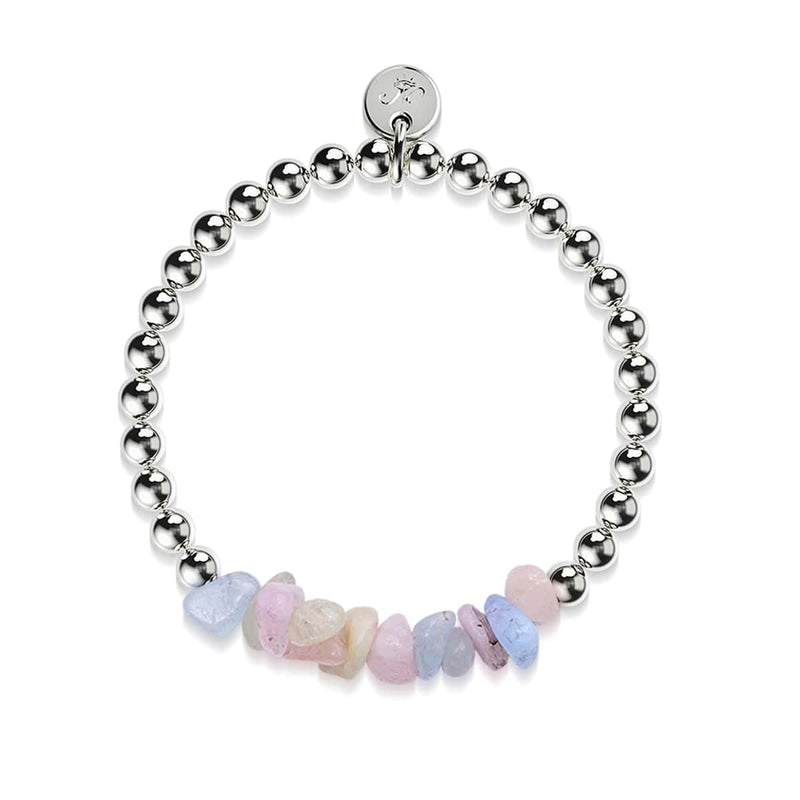 Morganite | Argent | Bracelet de pierres précieuses non taillées