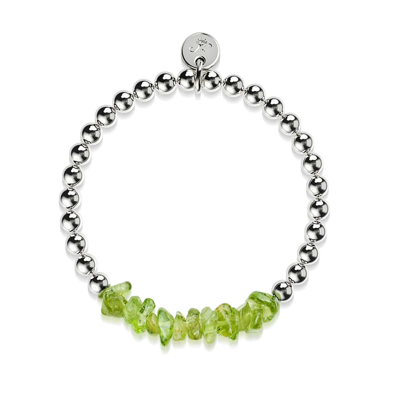 Olivine | Argent | Bracelet de pierres précieuses non taillées