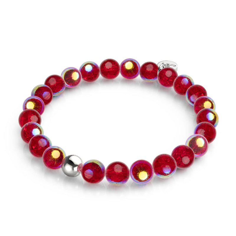 Carnelian Rainbow | .925 Sterling Silver | Bubble Glass Bracelet