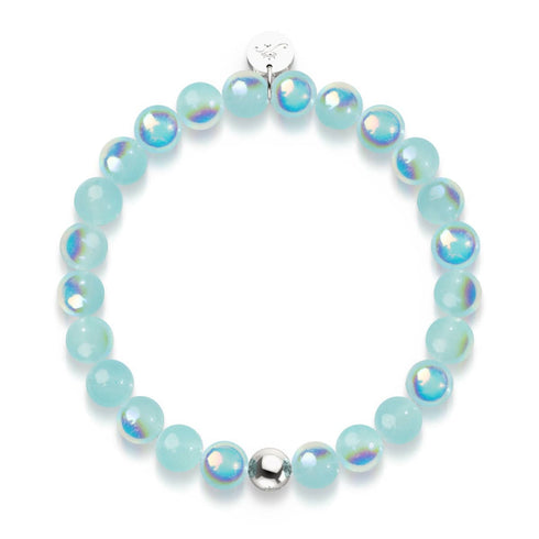 Bracelet Kiwi bleu | Argent sterling 925 | Verre à bulles 