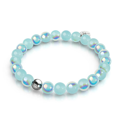 Bracelet Kiwi bleu | Argent sterling 925 | Verre à bulles 