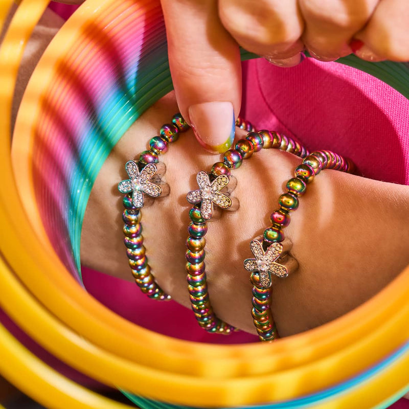 Flower Power | Licorne Argent | Bracelet à breloques en cristal 