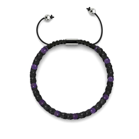Améthyste x Roche de lave | Argent sterling .925 | Bracelet Mini Diffuseur