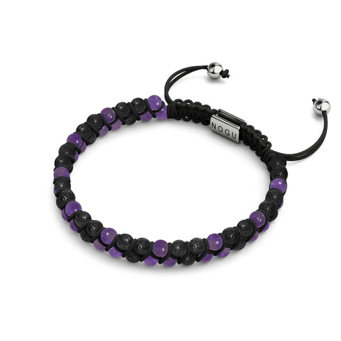 Améthyste x Roche de lave | Argent sterling .925 | Bracelet Mini Diffuseur