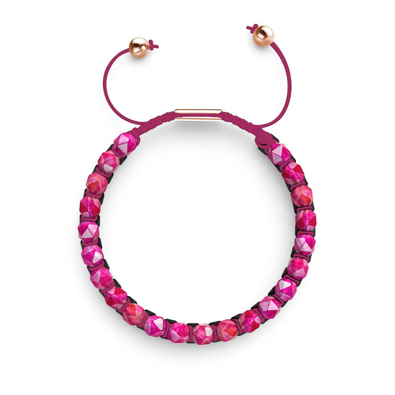 Magenta Quartz & Black Agate | Rose Gold | Double Geom Bracelet