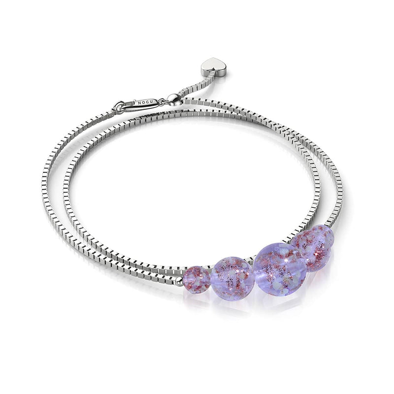 Lilas | Argent sterling 925 | Bracelet de cheville avec fermoir infini en verre Firefly 