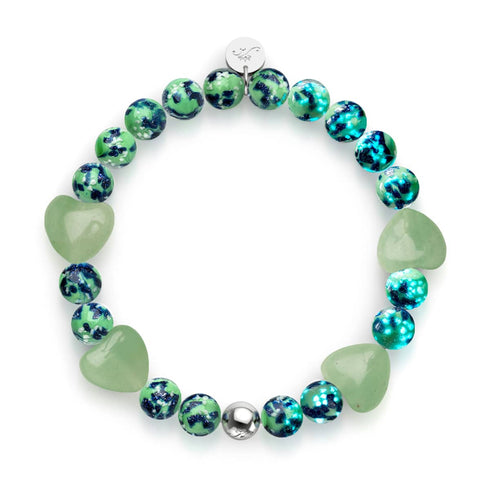 Bracelet en verre bleu menthe | Firefly Glass x Murano Hearts 