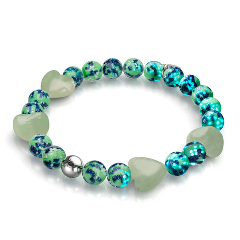 Bracelet en verre bleu menthe | Firefly Glass x Murano Hearts 