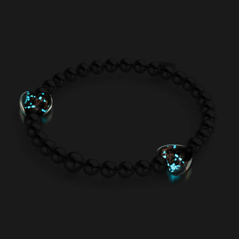 Bracelet d'essence de coeurs en verre de luciole | Obsidienne 