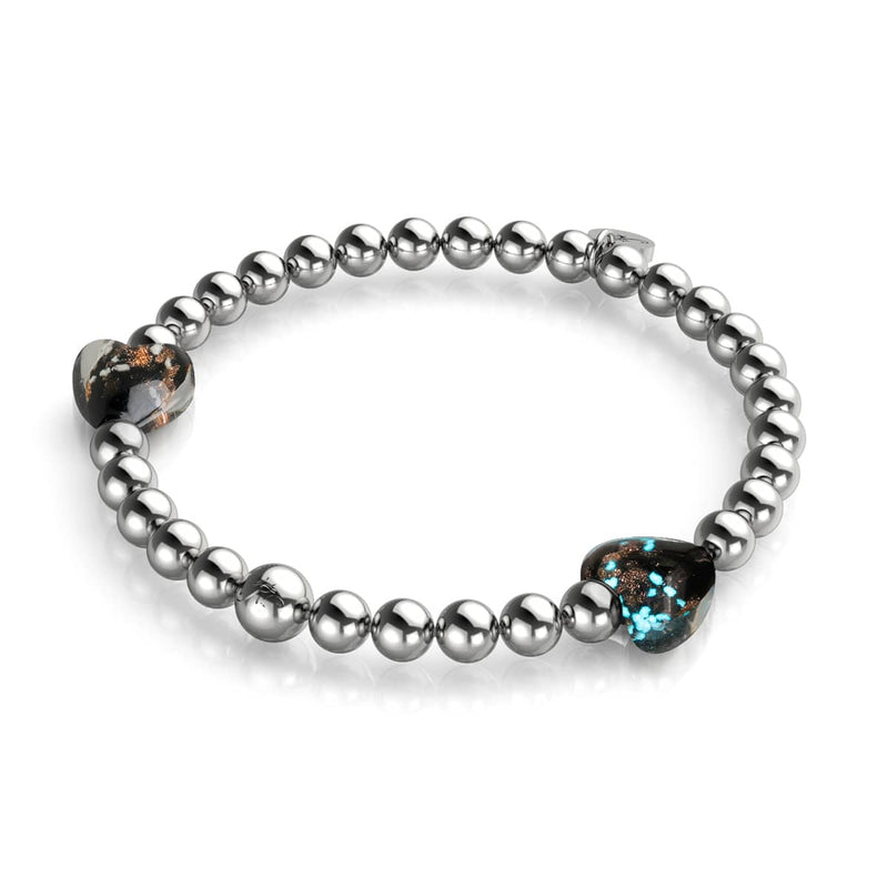 Bracelet d'essence de coeurs en verre de luciole | Obsidienne 
