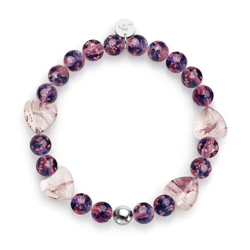 Purple Elixir | Bracelet en verre Firefly Glass x cœurs en verre de Murano 