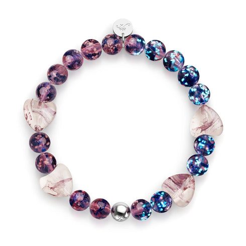 Purple Elixir | Bracelet en verre Firefly Glass x cœurs en verre de Murano 
