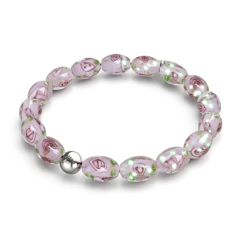 Bracelet de jardin en verre Firefly | Rose violette | Argent sterling 925