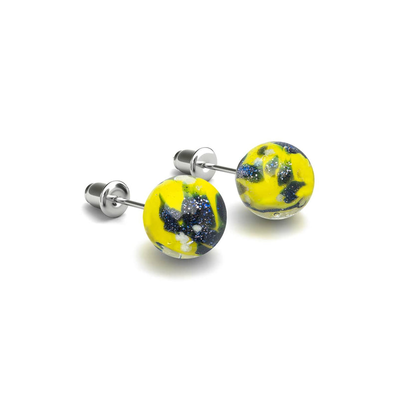 Boucles d'oreilles à tige en verre Firefly | Argent sterling 925 | Limoncello bleu 