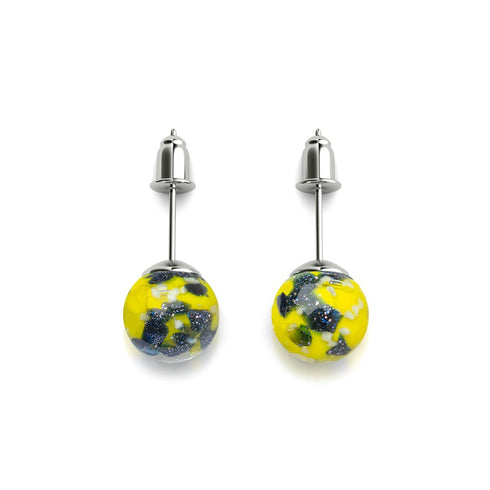 Boucles d'oreilles à tige en verre Firefly | Argent sterling 925 | Limoncello bleu 