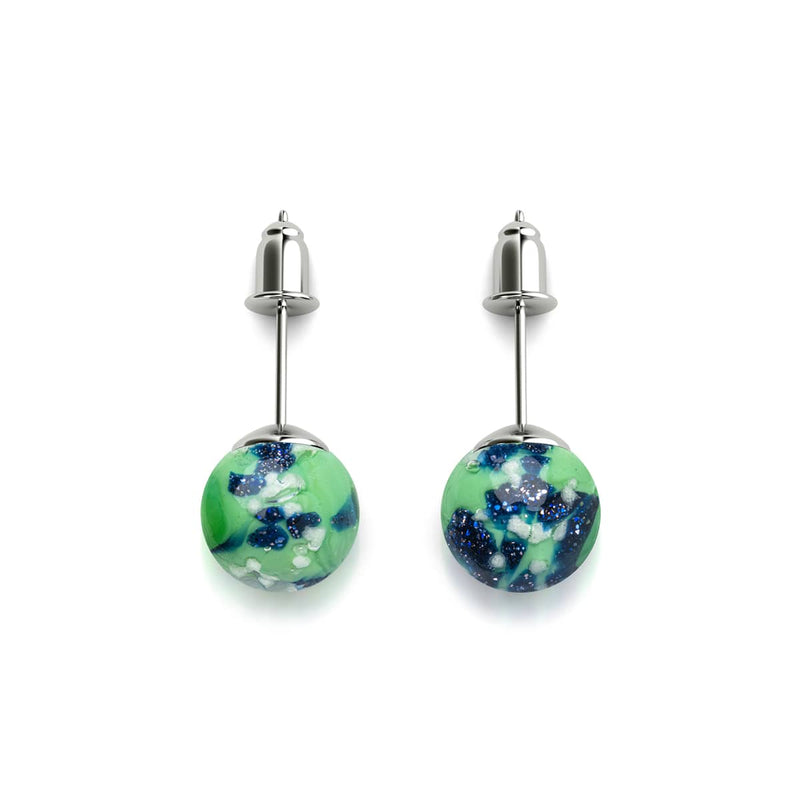 Boucles d'oreilles à tige en verre Firefly | Argent sterling 925 | Menthe bleue 