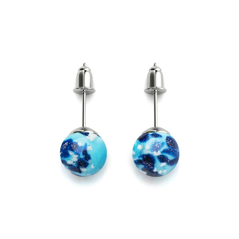 Boucles d'oreilles à tige en verre Firefly | Argent sterling 925 | Blue Seaspray 