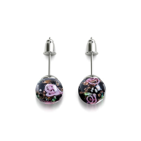 Rose enchantée | Argent sterling 925 | Boucles d'oreilles à tige en verre Firefly 