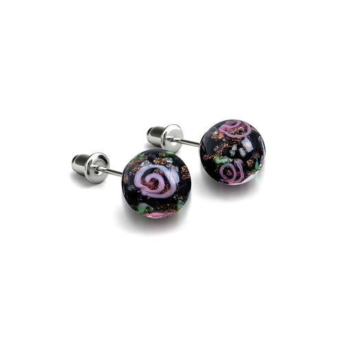Rose enchantée | Argent sterling 925 | Boucles d'oreilles à tige en verre Firefly 