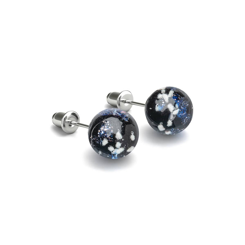 Boucles d'oreilles à tige en verre Firefly | Argent sterling 925 | Noir absolu 
