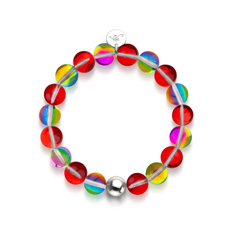 Bracelet tendance en verre Galaxy | Argent sterling 925 | Rouge Mars 