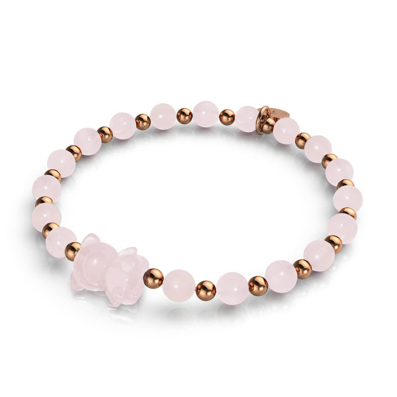 Perséphone | Bracelet Gemmy Bear | Quartz rose x Or rose 18 carats