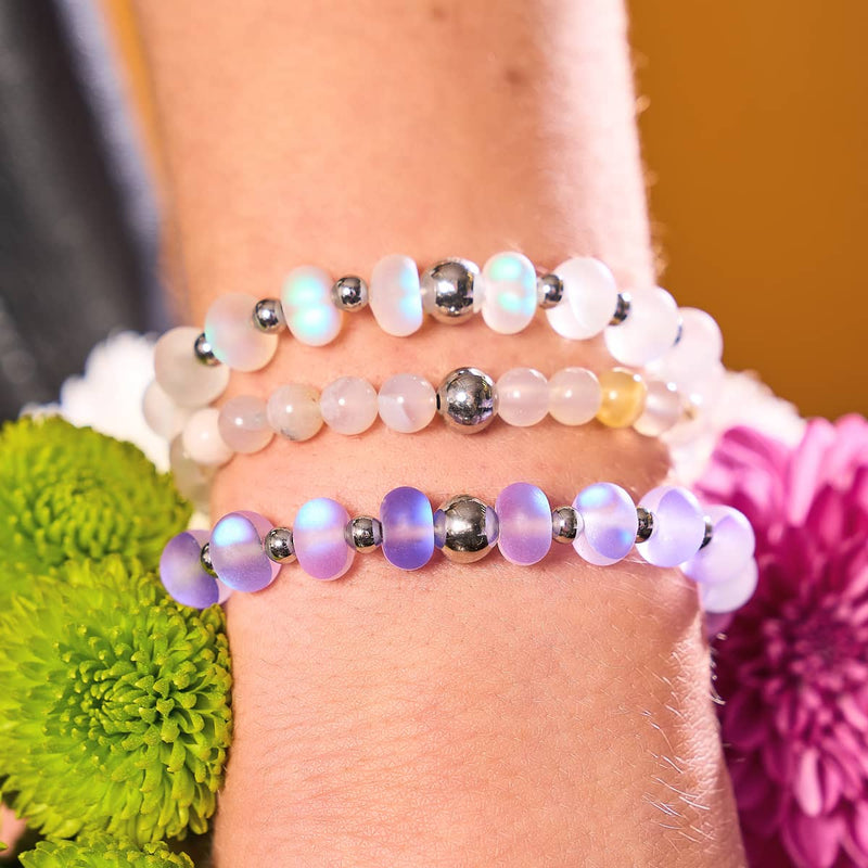 Quartz en fleur de cerisier | Argent | Bracelet de perles de pierres précieuses curatives 