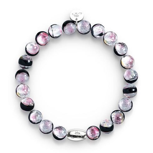 Bracelet en verre lunaire en argent sterling 925 avec lune rose