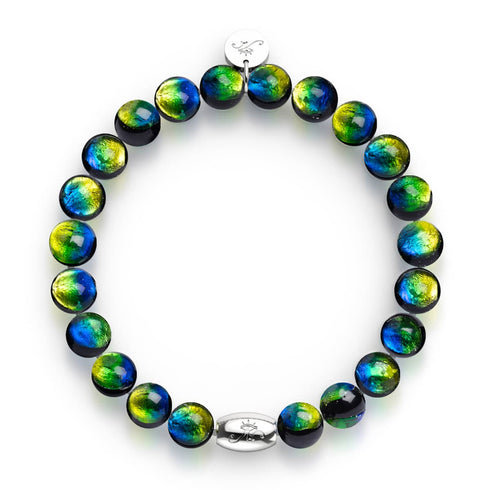 Bracelet en verre lunaire Turquoise Horizon | Argent sterling 925