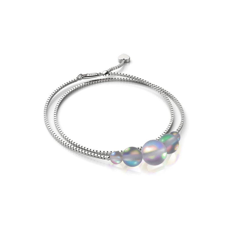 Gris | Argent sterling .925 | Bracelet de cheville fermoir infini en verre sirène