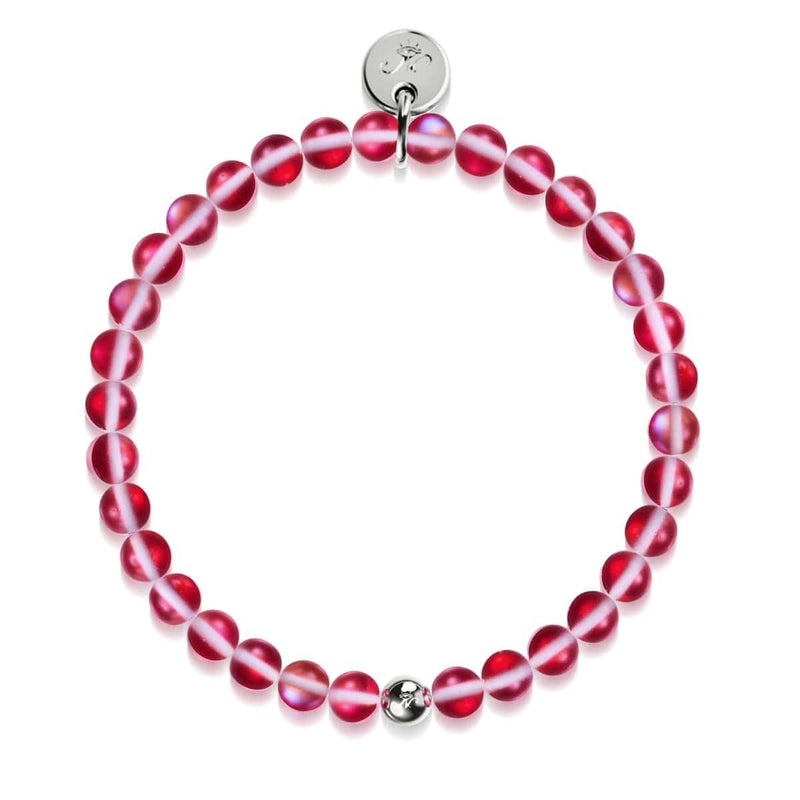 Vermillon foncé | Argent | Bracelet de perles de verre sirène