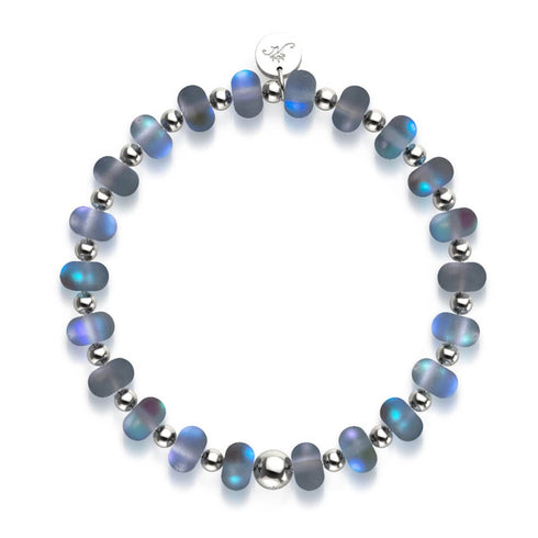 Bracelet Macaron en Verre Sirène Gris | Argent 