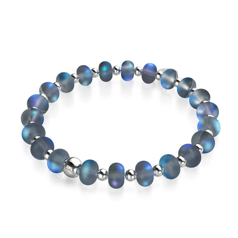 Bracelet Macaron en Verre Sirène Gris | Argent 