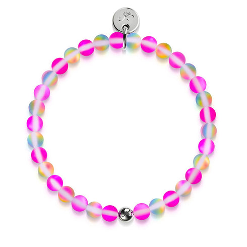 Limonade rose | Argent | Bracelet de perles de verre sirène 