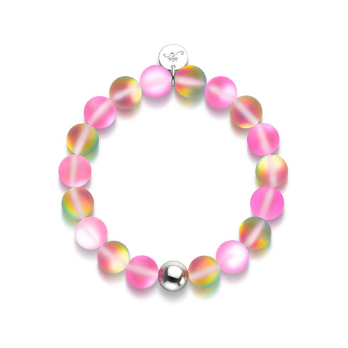 Bracelet de déclaration en verre licorne rose | argent | sirène 