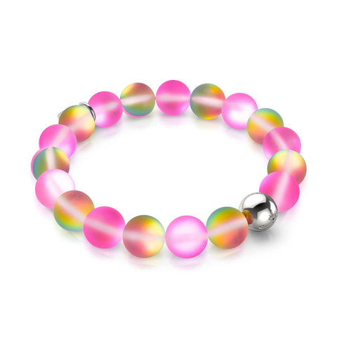 Bracelet de déclaration en verre licorne rose | argent | sirène 