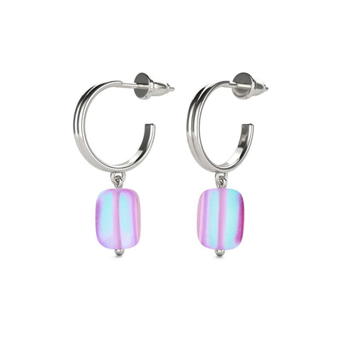 Lavande | Argent sterling 925 | Boucles d'oreilles créoles en forme de galets de verre de sirène 