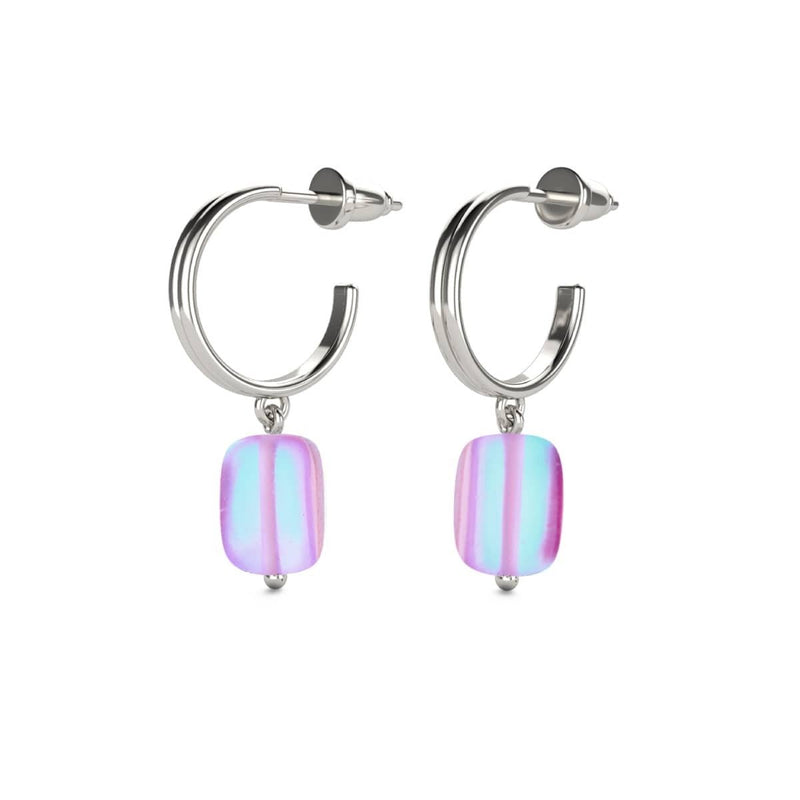Lavender | .925 Sterling Silver | Mermaid Glass Pebble Huggie Earrings