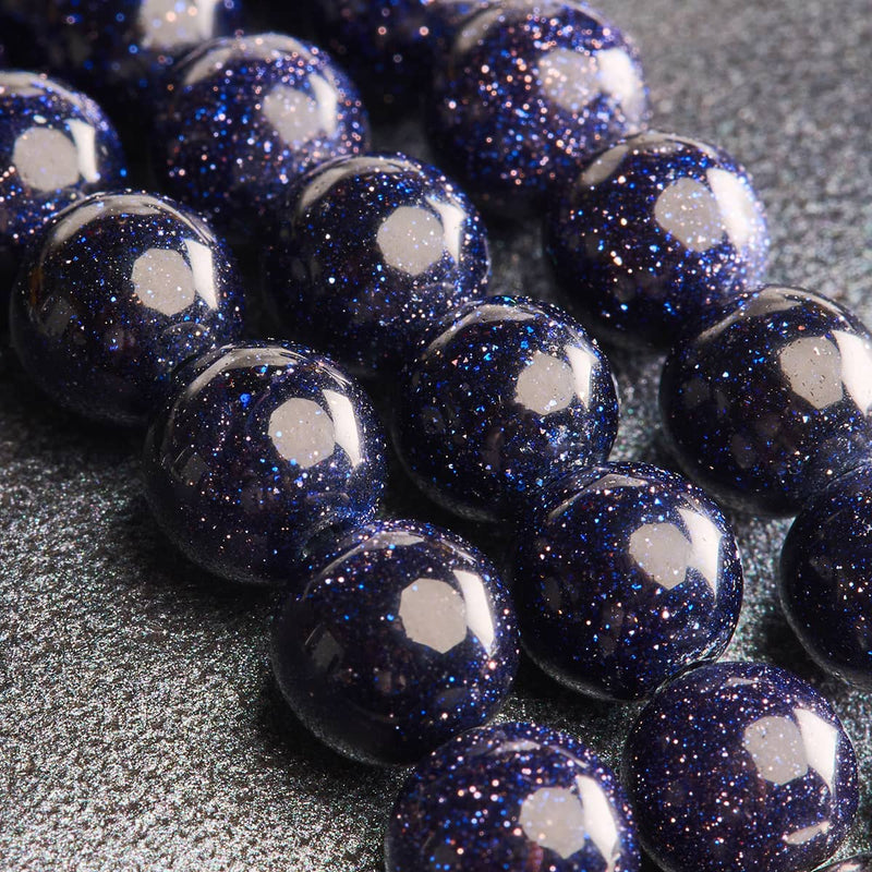 Pierre de sable bleu | Argent sterling .925 | Bracelet de perles de pierres précieuses de guérison