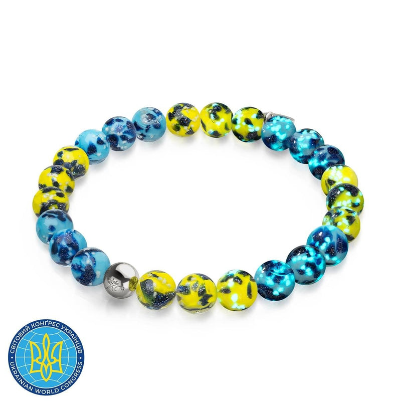 Soleil et ciel | Aide ukrainienne | Bracelet de perles de verre Firefly